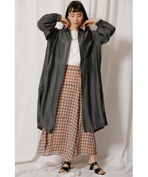 crie conforto(クリーコンフォルト)の「シアーワッシャーオーガンジーワンピース(ワンピース・レディース・ライトベージュ/グリーン系その他/オレンジ/チャコールグレー・SMALL/MEDIUM)」の9枚目の写真