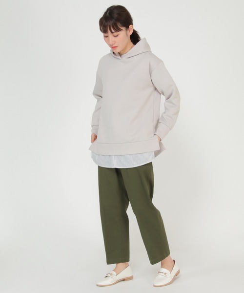 ikka（イッカ）の「ダンボールニットフードパーカー2（パーカー・レディース・ブラック/ターコイズブルー/クリアイエロー/ピンクベージュ/ライトベージュ・M/L）」の14枚目の写真