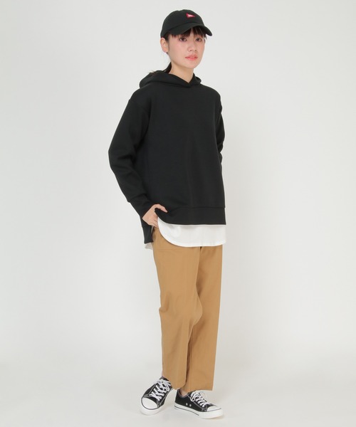 ikka（イッカ）の「ダンボールニットフードパーカー2（パーカー・レディース・ブラック/ターコイズブルー/クリアイエロー/ピンクベージュ/ライトベージュ・M/L）」の13枚目の写真