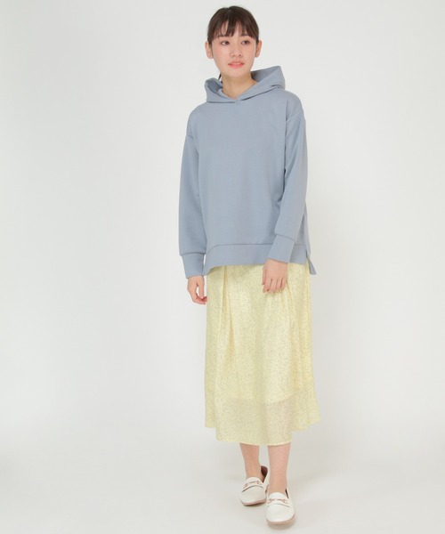 ikka（イッカ）の「ダンボールニットフードパーカー2（パーカー・レディース・ブラック/ターコイズブルー/クリアイエロー/ピンクベージュ/ライトベージュ・M/L）」の15枚目の写真