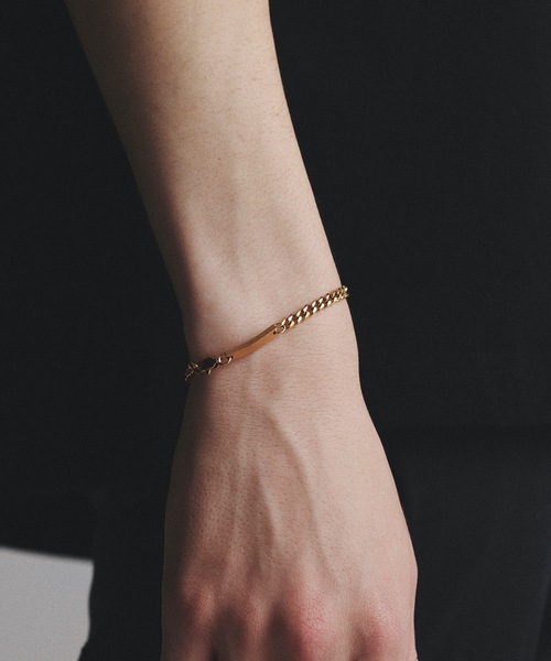 9ban（キューバン）の「【9ban】キューバン/ Plate chain bracelet（ブレスレット・レディース・ゴールド・FREE）」の3枚目の写真