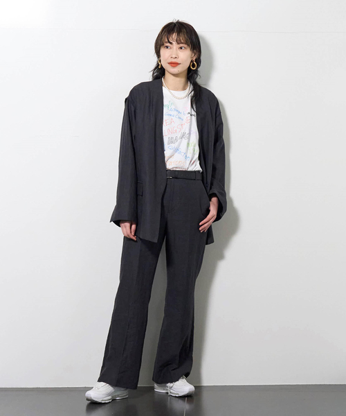 CITYSHOP（シティーショップ）の「Li/Co COLLARLESS ジャケット（ノーカラージャケット・レディース・ブラック/ベージュ・36/38）」の4枚目の写真