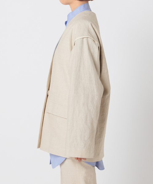 CITYSHOP（シティーショップ）の「Li/Co COLLARLESS ジャケット（ノーカラージャケット・レディース・ブラック/ベージュ・36/38）」の13枚目の写真