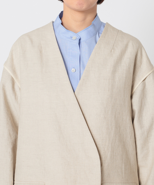 CITYSHOP（シティーショップ）の「Li/Co COLLARLESS ジャケット（ノーカラージャケット・レディース・ブラック/ベージュ・36/38）」の16枚目の写真
