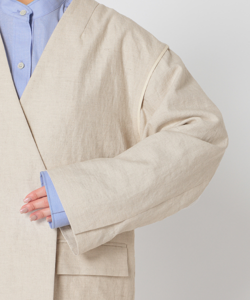 CITYSHOP（シティーショップ）の「Li/Co COLLARLESS ジャケット（ノーカラージャケット・レディース・ブラック/ベージュ・36/38）」の18枚目の写真