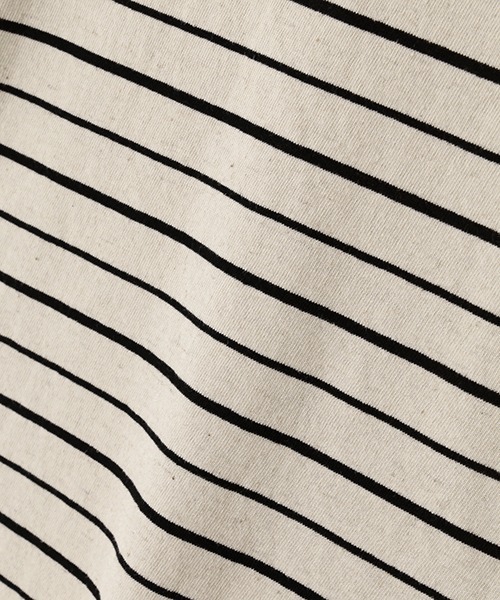 MHL.(エムエイチエル)の「COTTON LINEN STRIPE JERSEY(Tシャツ/カットソー・メンズ・ナチュラル/カーキ・LARGE/MEDIUM)」の5枚目の写真