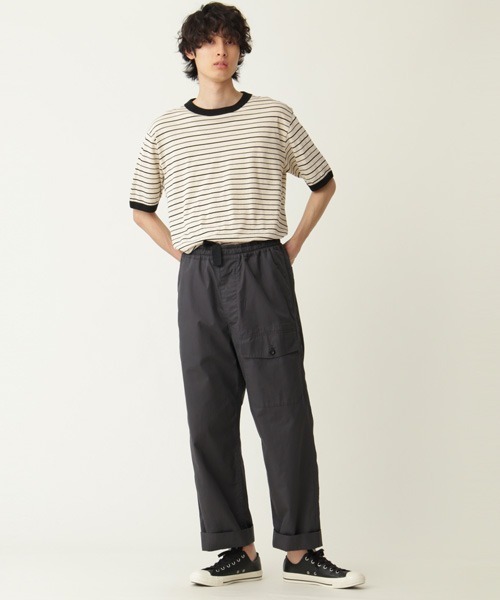 MHL.(エムエイチエル)の「COTTON LINEN STRIPE JERSEY(Tシャツ/カットソー・メンズ・ナチュラル/カーキ・LARGE/MEDIUM)」の10枚目の写真