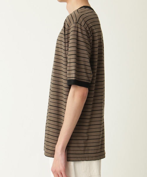 MHL.(エムエイチエル)の「COTTON LINEN STRIPE JERSEY(Tシャツ/カットソー・メンズ・ナチュラル/カーキ・LARGE/MEDIUM)」の7枚目の写真