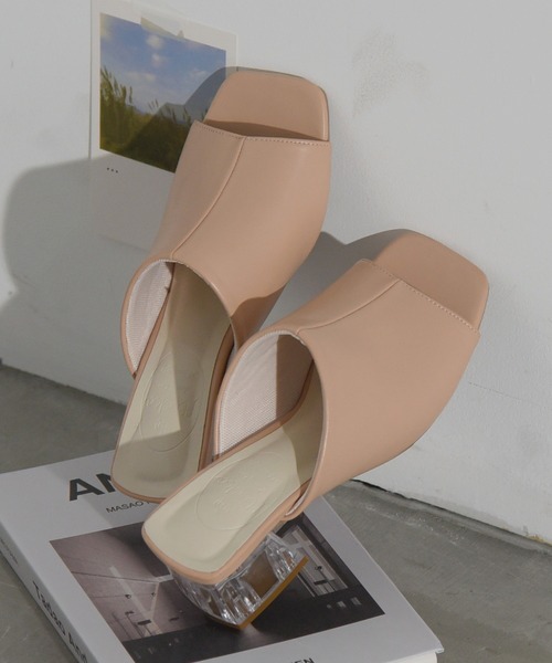 NOFALL（ノーフォール）の「スクエアトゥミュールサンダルクリアヒール（サンダル・レディース・ベージュ/アイボリー/グレー/ブラック・S/LL/M/L/SS/3L）」の4枚目の写真