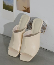 NOFALL | スクエアトゥミュールサンダルクリアヒール(サンダル)