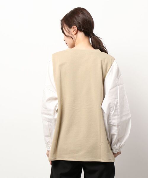 Samansa Mos2(サマンサ モスモス)の「裏毛袖切替カットソー(Tシャツ/カットソー・レディース・ベージュ/ネイビー/キナリ・フリ-)」の5枚目の写真