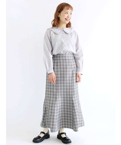 ehka sopo（エヘカソポ）の「チェックマーメイドスカート（スカート・レディース・ベージュ/ミント/キナリ・ﾌﾘ-）」の6枚目の写真