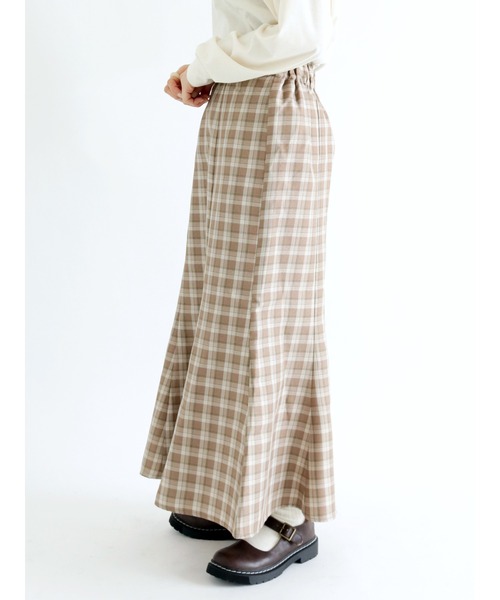 ehka sopo（エヘカソポ）の「チェックマーメイドスカート（スカート・レディース・ベージュ/ミント/キナリ・ﾌﾘ-）」の12枚目の写真