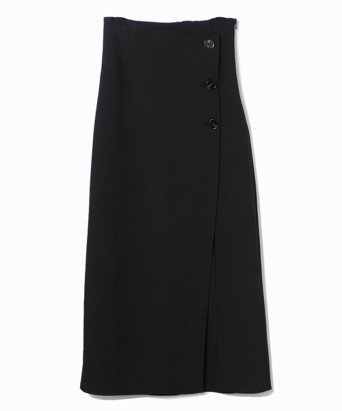 abc une face(アーベーセーアンフェイス)の「ラップスリットロングスカート(スカート・レディース・ブラック/ベージュ/ブラック系その他/ブラック系その他2・FREE)」の2枚目の写真