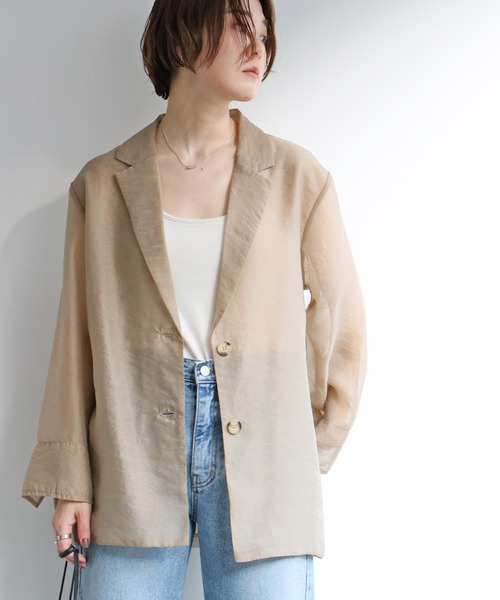 notch.（ノッチ）の「ソフトオーガンジーテーラージャケット（テーラードジャケット・レディース・グレー/ブラウン系その他/ブラウン/ブラック・M）」の4枚目の写真