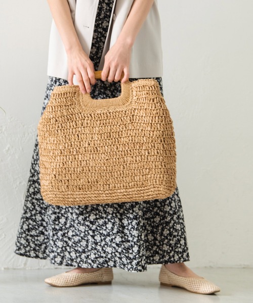 Crisp（クリスプ）の「ウッドハンドルスクエアバッグ（ハンドバッグ・レディース・ベージュ/ナチュラル・FREE）」の7枚目の写真