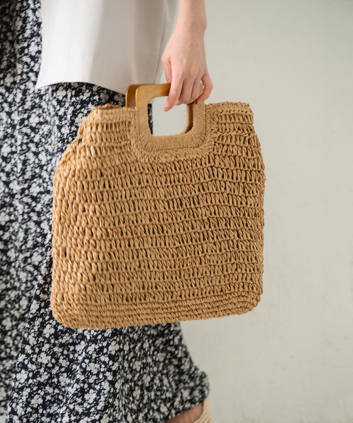 Crisp（クリスプ）の「ウッドハンドルスクエアバッグ（ハンドバッグ・レディース・ベージュ/ナチュラル・FREE）」の8枚目の写真