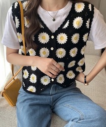 Chaco closet | フラワーモチーフVネッククロシェベスト(ベスト)