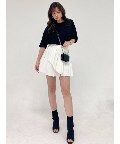 GYDA（ジェイダ）の「2WAYプリーツラップ スカートライクショートパンツ（スカート・レディース・オフホワイト/ブラック・FREE）」の9枚目の写真