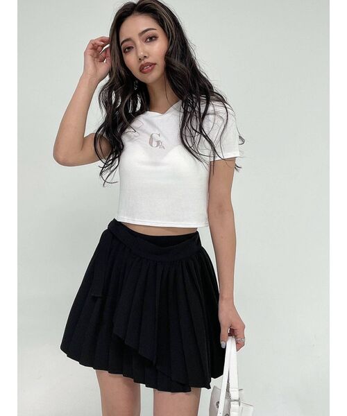 GYDA（ジェイダ）の「2WAYプリーツラップ スカートライクショートパンツ（スカート・レディース・オフホワイト/ブラック・FREE）」の16枚目の写真