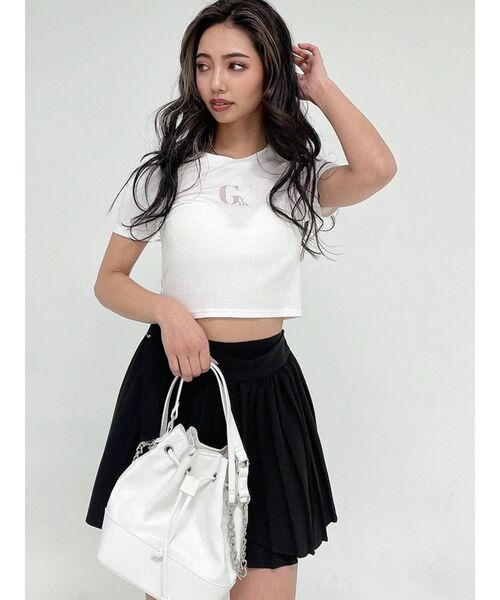 GYDA（ジェイダ）の「2WAYプリーツラップ スカートライクショートパンツ（スカート・レディース・オフホワイト/ブラック・FREE）」の13枚目の写真