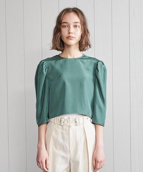 H BEAUTY & YOUTH エイチビューティーアンドユース TAFFETA CROPPED PULLOVER キュプラタフタクロップドブラウス 1621-299-1704 グレー M ITS965U04I42 H BEAUTY&YOUTH UNITED ARROWS（エイチビューティーアンドユース