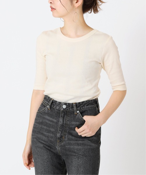 MILLER(ミラー)の「《予約》【Miller/ミラー】 パネルリブ五分袖TEE*(Tシャツ/カットソー・レディース・ナチュラル/グリーン/ピンク・FREE)」の5枚目の写真