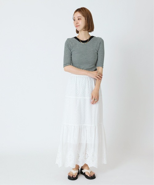 MILLER(ミラー)の「《予約》【Miller/ミラー】 パネルリブ五分袖TEE*(Tシャツ/カットソー・レディース・ナチュラル/グリーン/ピンク・FREE)」の9枚目の写真