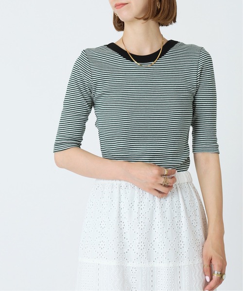 MILLER(ミラー)の「《予約》【Miller/ミラー】 パネルリブ五分袖TEE*(Tシャツ/カットソー・レディース・ナチュラル/グリーン/ピンク・FREE)」の10枚目の写真