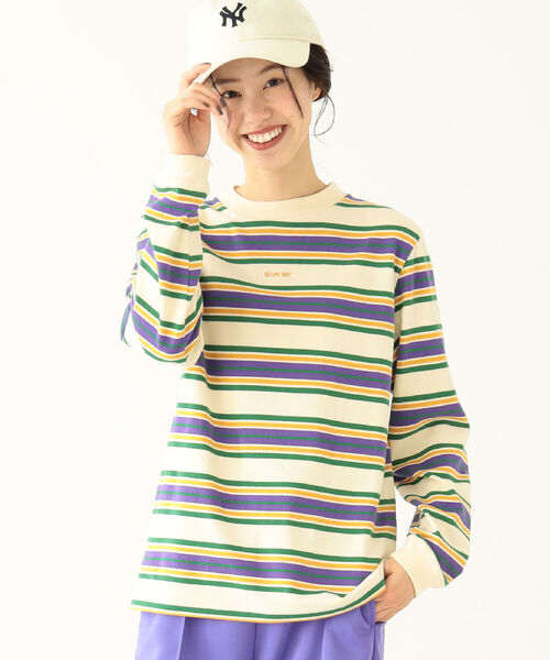 BEAMS BOY（ビームスボーイ）の「BEAMS BOY / ボーイ エンブロイダリー ボーダー ロングスリーブ Tシャツ（Tシャツ/カットソー・レディース・ネイビー/グレー/ホワイト系その他7・1/2）」の10枚目の写真