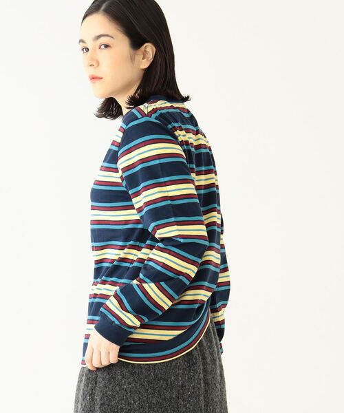 BEAMS BOY（ビームスボーイ）の「BEAMS BOY / ボーイ エンブロイダリー ボーダー ロングスリーブ Tシャツ（Tシャツ/カットソー・レディース・ネイビー/グレー/ホワイト系その他7・1/2）」の11枚目の写真
