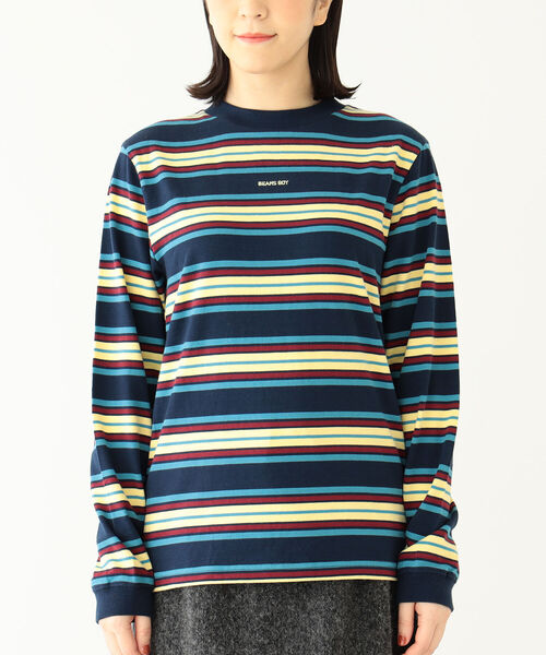 BEAMS BOY（ビームスボーイ）の「BEAMS BOY / ボーイ エンブロイダリー ボーダー ロングスリーブ Tシャツ（Tシャツ/カットソー・レディース・ネイビー/グレー/ホワイト系その他7・1/2）」の9枚目の写真