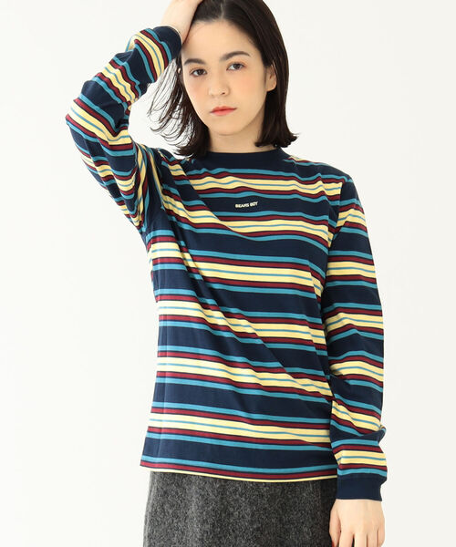 BEAMS BOY（ビームスボーイ）の「BEAMS BOY / ボーイ エンブロイダリー ボーダー ロングスリーブ Tシャツ（Tシャツ/カットソー・レディース・ネイビー/グレー/ホワイト系その他7・1/2）」の3枚目の写真