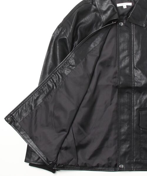 ８(eight)（エイト）の「ＰＵ Ａ-２ジャケット（ライダースジャケット・メンズ・ブラック/ダークブラウン・MEDIUM/LARGE）」の5枚目の写真