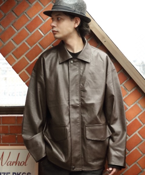 ８(eight)（エイト）の「ＰＵ Ａ-２ジャケット（ライダースジャケット・メンズ・ブラック/ダークブラウン・MEDIUM/LARGE）」の3枚目の写真