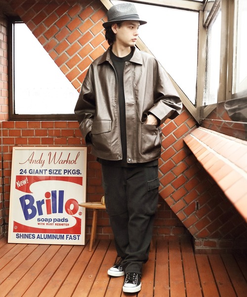 ８(eight)（エイト）の「ＰＵ Ａ-２ジャケット（ライダースジャケット・メンズ・ブラック/ダークブラウン・MEDIUM/LARGE）」の21枚目の写真