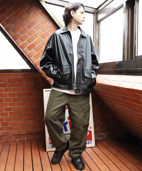 ８(eight)（エイト）の「ＰＵ Ａ-２ジャケット（ライダースジャケット・メンズ・ブラック/ダークブラウン・MEDIUM/LARGE）」の8枚目の写真