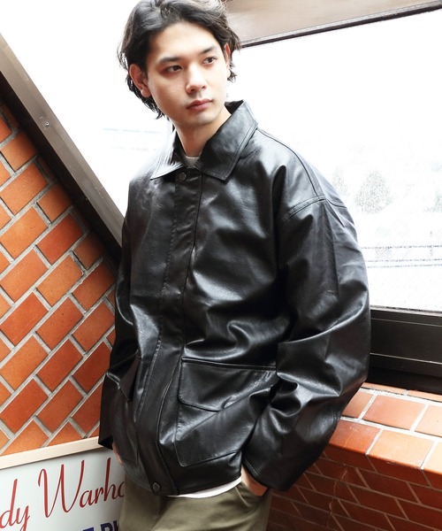 ８(eight)（エイト）の「ＰＵ Ａ-２ジャケット（ライダースジャケット・メンズ・ブラック/ダークブラウン・MEDIUM/LARGE）」の9枚目の写真