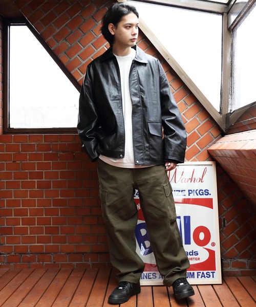 ８(eight)（エイト）の「ＰＵ Ａ-２ジャケット（ライダースジャケット・メンズ・ブラック/ダークブラウン・MEDIUM/LARGE）」の16枚目の写真