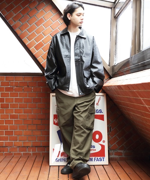 ８(eight)（エイト）の「ＰＵ Ａ-２ジャケット（ライダースジャケット・メンズ・ブラック/ダークブラウン・MEDIUM/LARGE）」の17枚目の写真