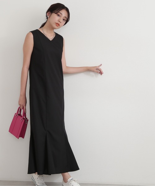 NATURAL BEAUTY BASIC（ナチュラルビューティーベーシック）の「ゴアードマキシワンピース（ワンピース・レディース・オレンジ/ラベンダー/ブラック・MEDIUM）」の7枚目の写真