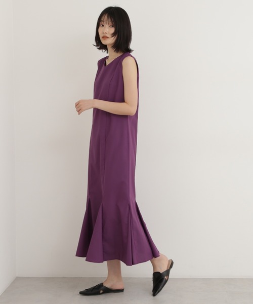 NATURAL BEAUTY BASIC（ナチュラルビューティーベーシック）の「ゴアードマキシワンピース（ワンピース・レディース・オレンジ/ラベンダー/ブラック・MEDIUM）」の8枚目の写真