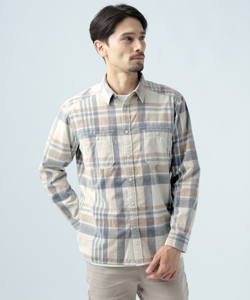 BAYFLOW(ベイフロー)の「インディゴチェックシャツ(シャツ/ブラウス・メンズ・ネイビー/オフホワイト/オレンジ・MEDIUM/LARGE)」の15枚目の写真