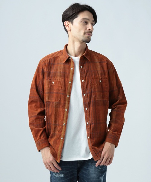 BAYFLOW(ベイフロー)の「インディゴチェックシャツ(シャツ/ブラウス・メンズ・ネイビー/オフホワイト/オレンジ・MEDIUM/LARGE)」の19枚目の写真