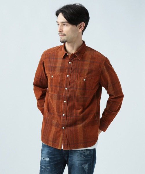 BAYFLOW(ベイフロー)の「インディゴチェックシャツ(シャツ/ブラウス・メンズ・ネイビー/オフホワイト/オレンジ・MEDIUM/LARGE)」の10枚目の写真