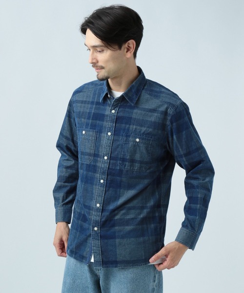 BAYFLOW(ベイフロー)の「インディゴチェックシャツ(シャツ/ブラウス・メンズ・ネイビー/オフホワイト/オレンジ・MEDIUM/LARGE)」の17枚目の写真