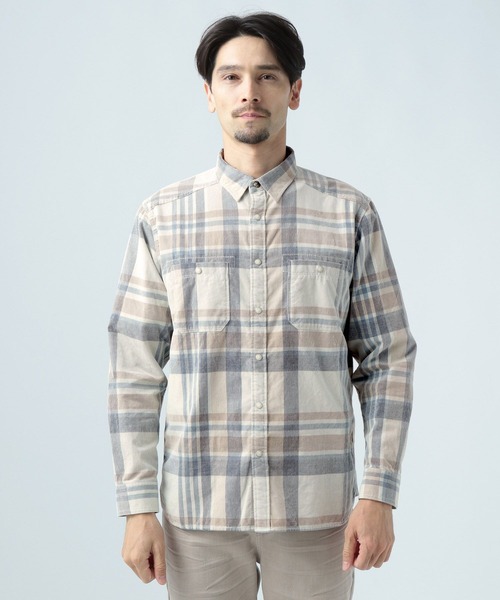 BAYFLOW(ベイフロー)の「インディゴチェックシャツ(シャツ/ブラウス・メンズ・ネイビー/オフホワイト/オレンジ・MEDIUM/LARGE)」の13枚目の写真
