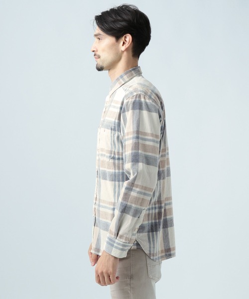 BAYFLOW(ベイフロー)の「インディゴチェックシャツ(シャツ/ブラウス・メンズ・ネイビー/オフホワイト/オレンジ・MEDIUM/LARGE)」の22枚目の写真