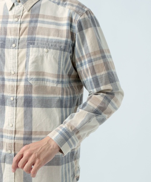 BAYFLOW(ベイフロー)の「インディゴチェックシャツ(シャツ/ブラウス・メンズ・ネイビー/オフホワイト/オレンジ・MEDIUM/LARGE)」の16枚目の写真