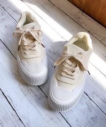 厚底プラットフォームレースアップスニーカー